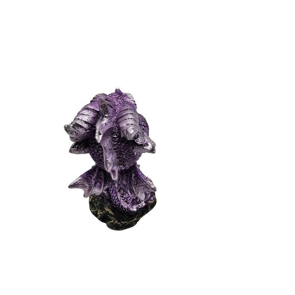 Whimsical Wyrmling Baby Dragons Sitting Naughty Bobblehead Figurine Purple - Picture 3 of 6